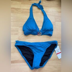2 Piece Michael Kors Swimsuit halter top lux teal cruise 2019 XS NWT